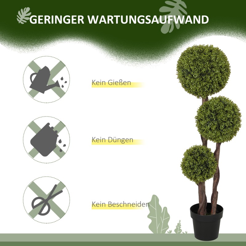 Keinotekoinen puksipensas ulko- ja sisäkäyttöön 115 cm muovia vihreä mustassa ruukussa