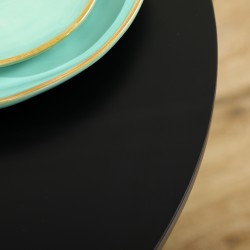 Pyöreä ruokapöytä 2 hengelle, MDF ja teräs, Ø70 x 75 cm, musta