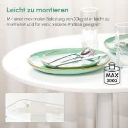 Pieni pyöreä ruokapöytä 2 hengelle, MDF-levy ja teräsjalka, Ø70 x 75 cm, valkoinen