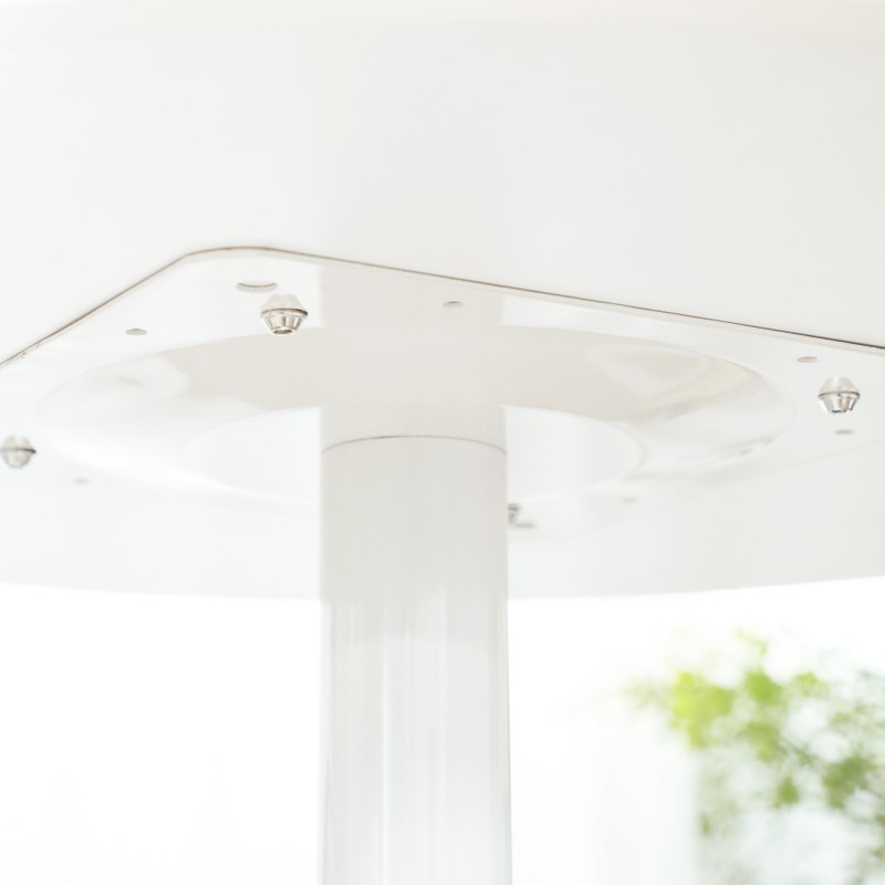 Pieni pyöreä ruokapöytä 2 hengelle, MDF-levy ja teräsjalka, Ø70 x 75 cm, valkoinen