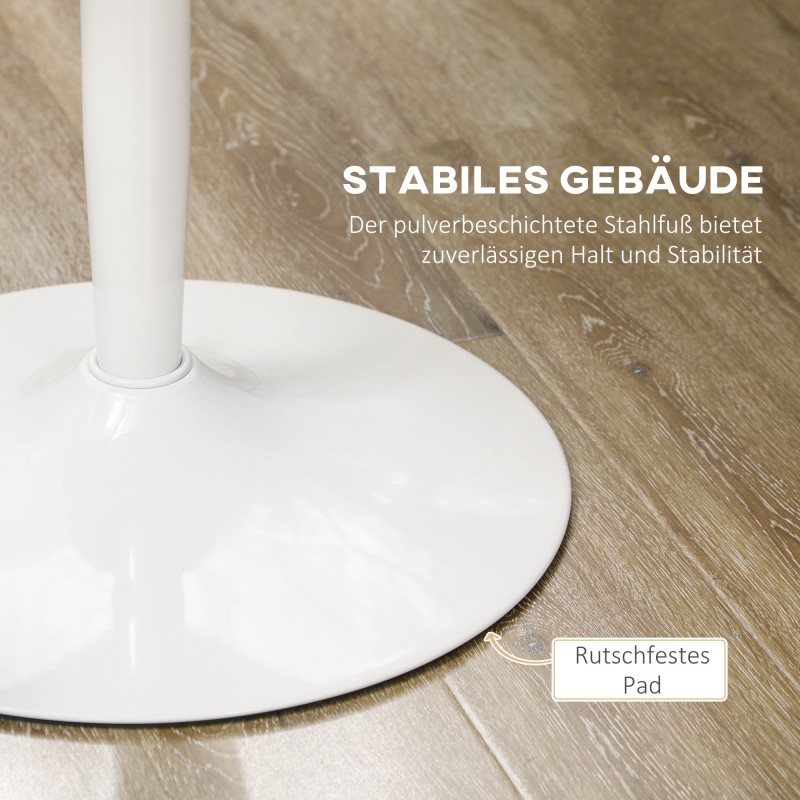 Pyöreä ruokapöytä 2 hengelle, MDF ja teräs, Ø80 x 75 cm, valkoinen