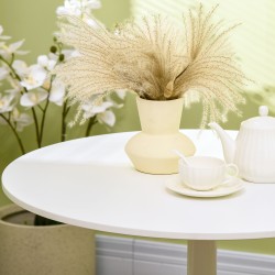 Pyöreä ruokapöytä 2 hengelle, MDF ja teräs, Ø80 x 75 cm, valkoinen