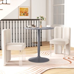 Ruokapöytä 2 hengelle, pyöreä MDF-kansi ja teräsjalka, Ø70 x 75 cm, harmaa