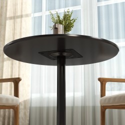 Ruokapöytä 2 hengelle, pyöreä Ø80 cm, MDF ja teräs, musta, korkeus 75 cm