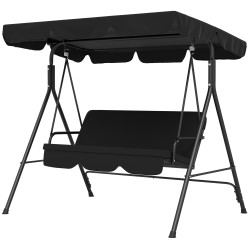 Pihakeinu 3 hengelle teräsrunko ja säädettävä katos 172x110x153 cm musta