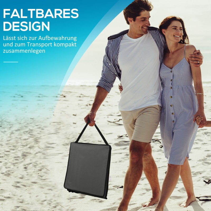 Taitettava rantatuoli teräsrungolla 142x51x40 cm, 2 kpl, harmaa