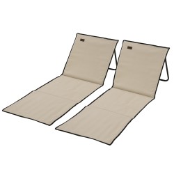 Rantatuolisetti 2 kpl teräsrunko ja polyesteri säädettävä taittuva 142x51x40 cm beige