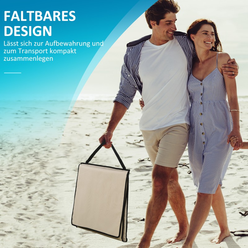 Rantatuolisetti 2 kpl, teräsrunko ja polyesteri, säädettävä, taittuva, 142x51x40 cm, beige