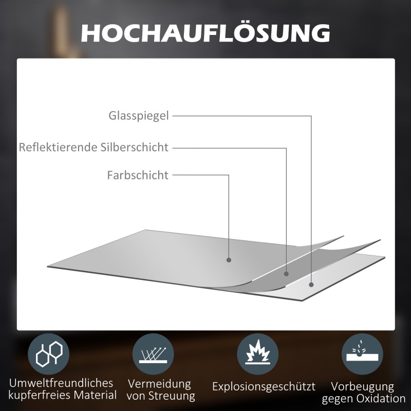 LED-kylpyhuonepeili 3x suurennusalueella, huurteenesto, kosketus- ja muistitoiminto, 80 x 60 cm