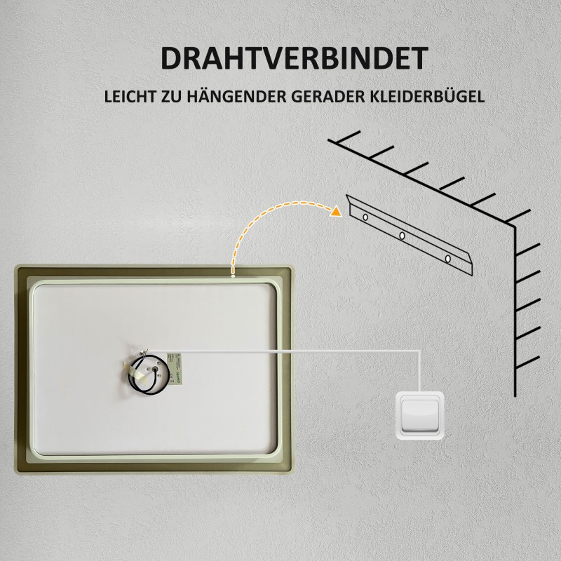 LED-kylpyhuonepeili 3x suurennusalueella, huurteenesto, kosketus- ja muistitoiminto, 80 x 60 cm