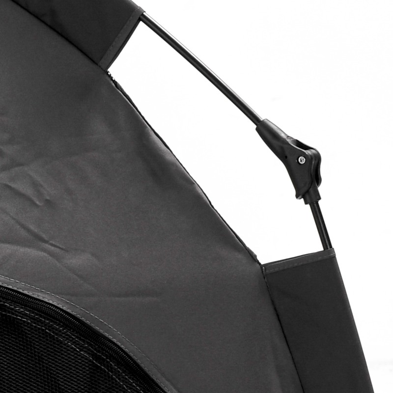 Lemmikkiteltta suurille koirille, kokoontaitettava, oxford-kangas, 120 x 120 x 106 cm, tummanharmaa