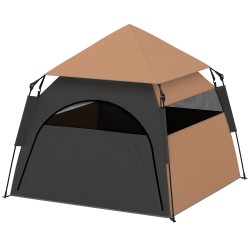 Koirateltta suurille koirille taitettava ja säänkestävä 120 x 120 x 106 cm tummanruskea