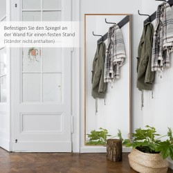 Seinäpeili koko vartalolle, mäntypuukehys, 45 x 125 cm, luonnonvärinen