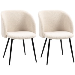 Ruokapöydän tuolit 2 kpl pehmustetut kangastuolit teräsjaloilla kaareva selkänoja cremevalkoinen musta