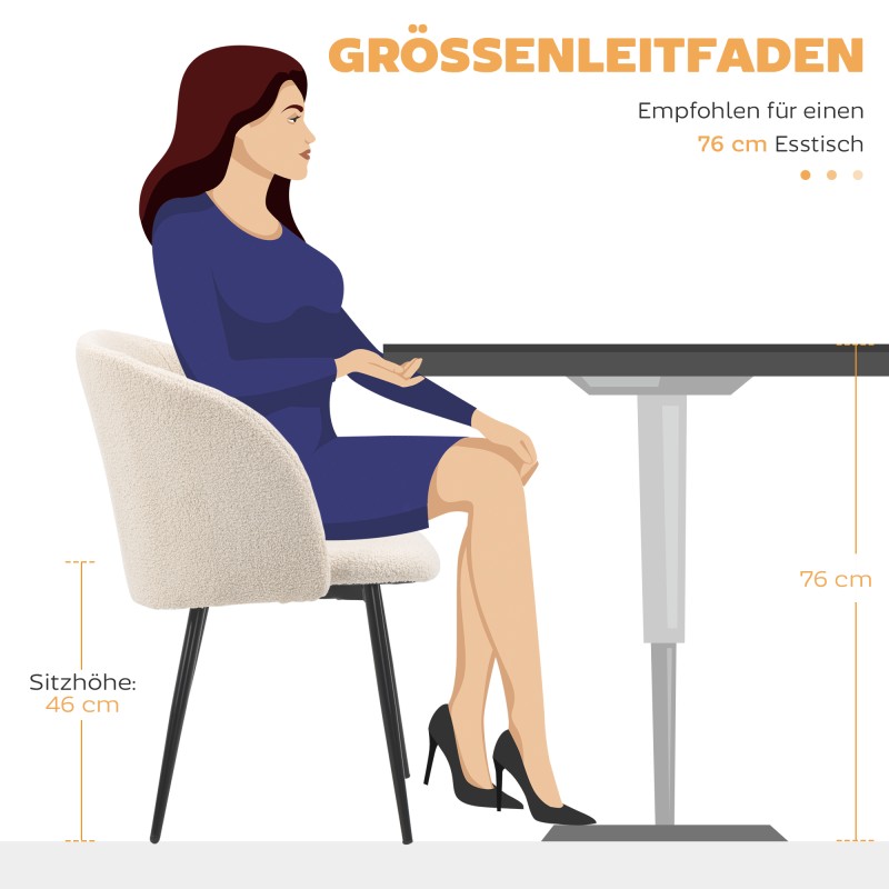 Ruokapöydän tuolit 2 kpl, pehmustetut kangastuolit teräsjaloilla, kaareva selkänoja, cremevalkoinen + musta