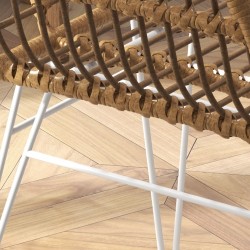 Ruokapöydän tuolit 2 kpl boho-tyyli polyrottinki teräs 56 x 60 x 79 cm luonnonsävy / valkoinen