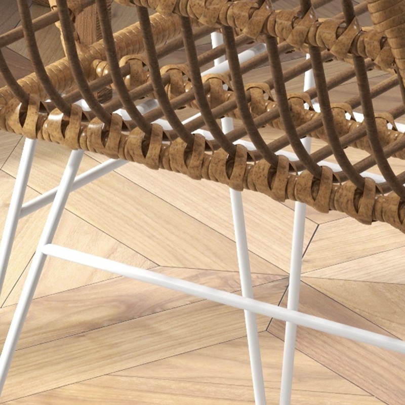 Ruokapöydän tuolit 2 kpl boho-tyyli polyrottinki teräs 56 x 60 x 79 cm luonnonsävy / valkoinen