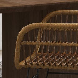 Ruokapöydän tuolit boho-tyyli 2 kpl polyrottinki ja teräs 56 x 60 x 79 cm vaaleanruskea/musta