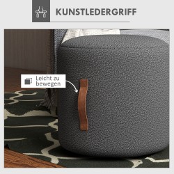 Pyöreä jalkajakkara ja jalkarahi olohuoneeseen, 52 x 40,5 cm, polyesteri, tummanharmaa + ruskea