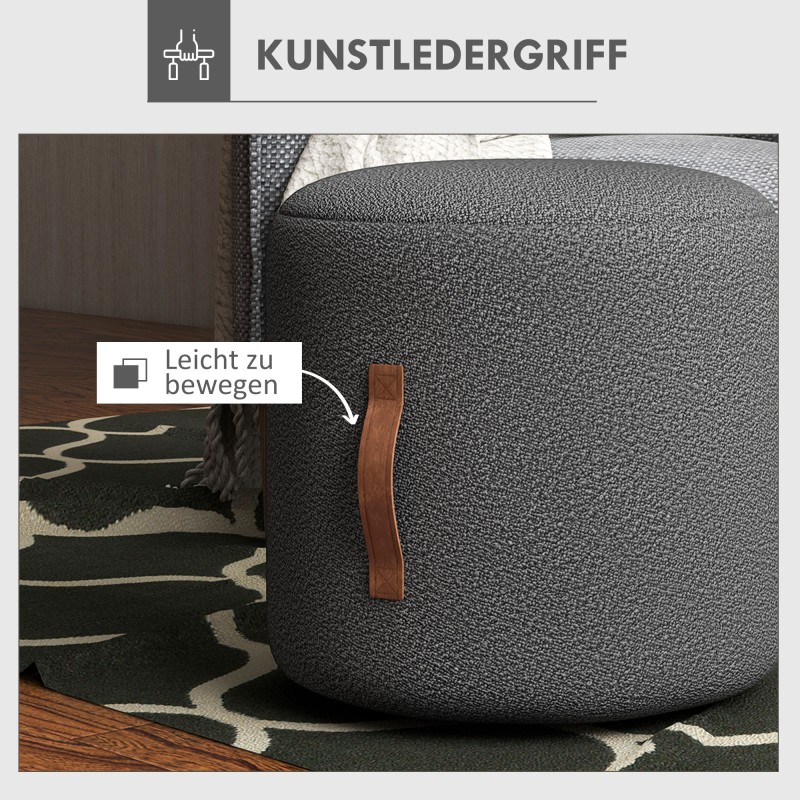 Pyöreä jalkajakkara ja jalkarahi olohuoneeseen, 52 x 40,5 cm, polyesteri, tummanharmaa + ruskea