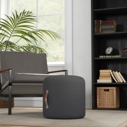 Pyöreä jalkajakkara ja jalkarahi olohuoneeseen, 52 x 40,5 cm, polyesteri, tummanharmaa + ruskea