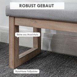 Skandinaavinen rahituoli / jalkatuki, puurunko, 68 x 38 x 42 cm, harmaa ja luonnonpuu