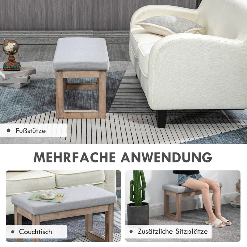 Skandinaavinen rahituoli / jalkatuki, puurunko, 68 x 38 x 42 cm, harmaa ja luonnonpuu