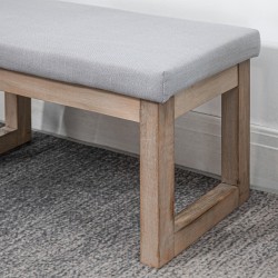 Skandinaavinen rahituoli / jalkatuki, puurunko, 68 x 38 x 42 cm, harmaa ja luonnonpuu