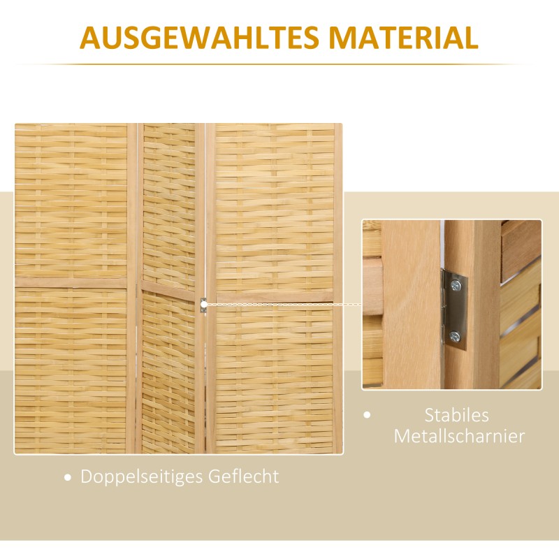 Taitettava bambusermi huoneenjakaja 3‑osainen 120 x 170 cm luonnonväri