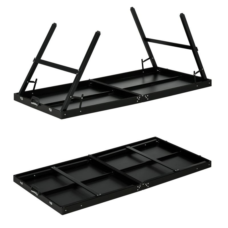 Kokoontaitettava pingispöytä ulko- ja sisäkäyttöön, alumiinirunko, 152 x 76 x 72 cm, musta