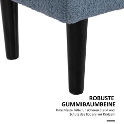 Säilytyspenkki luonnonpuujaloin, pehmustettu istuin, 95 x 38 x 45 cm, sininen