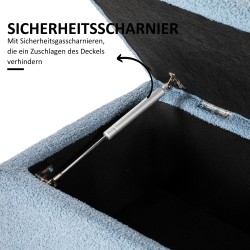 Säilytyspenkki luonnonpuujaloin, pehmustettu istuin, 95 x 38 x 45 cm, sininen