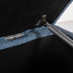 Säilytyspenkki luonnonpuujaloin, pehmustettu istuin, 95 x 38 x 45 cm, sininen