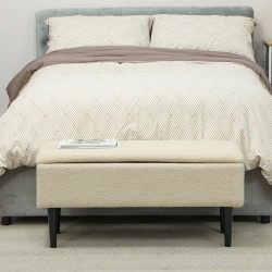 Säilytystilallinen kenkäpenkki / istuinpenkki, kasmir-tyylinen verhoilu, 95x38x45 cm, beige/musta