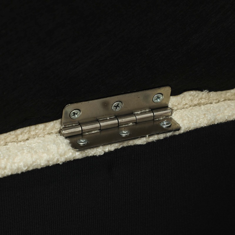 Säilytystilallinen kenkäpenkki / istuinpenkki, kasmir-tyylinen verhoilu, 95x38x45 cm, beige/musta