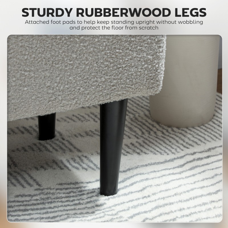 Säilytysrahi puujaloin, samettimainen verhoilu, 95 x 38 x 45 cm, 120 kg, harmaa