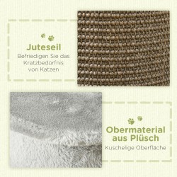 Kissan raapimispuu nurkkamalli sisalilla ja leluilla 34 x 25,5 x 58 cm harmaa