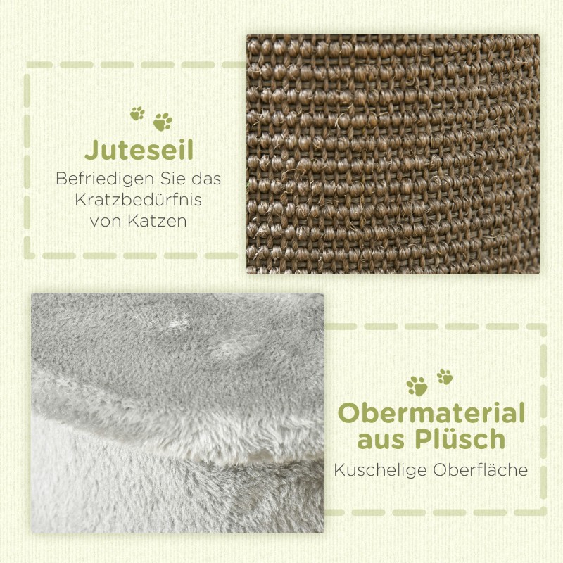 Kissan raapimispuu nurkkamalli sisalilla ja leluilla 34 x 25,5 x 58 cm harmaa