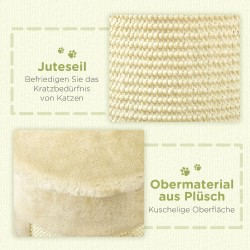 Kissan raapimapuu kulmamalli sisalilla ja leluilla 34 x 25,5 x 58 cm cremevalkoinen