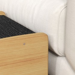 Lemmikkiportaat pienelle koiralle, 3 askelmaa, lastulevy ja polyesteri, 38,5 x 38,5 x 30 cm, tammi/musta