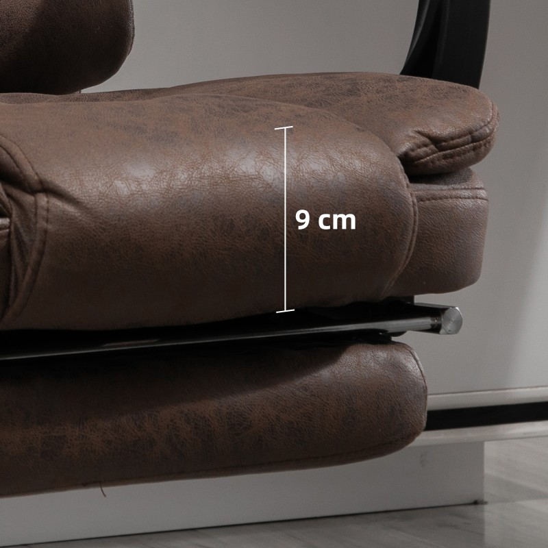 Hierova työtuoli lämmitystoiminnolla, kallistuva ja jalkatuella, ergonominen, ruskea