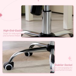 Työtuoli kotitoimistoon, samettipintainen, keinuntatoiminto, korkeussäädettävä, 120 kg, vaaleanpunainen