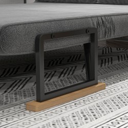 Vuodesohva 2 hengen samettipintainen teräsrunko kumipuu käsinojat tummanharmaa luonnonsävy musta sis. 2 tyynyä