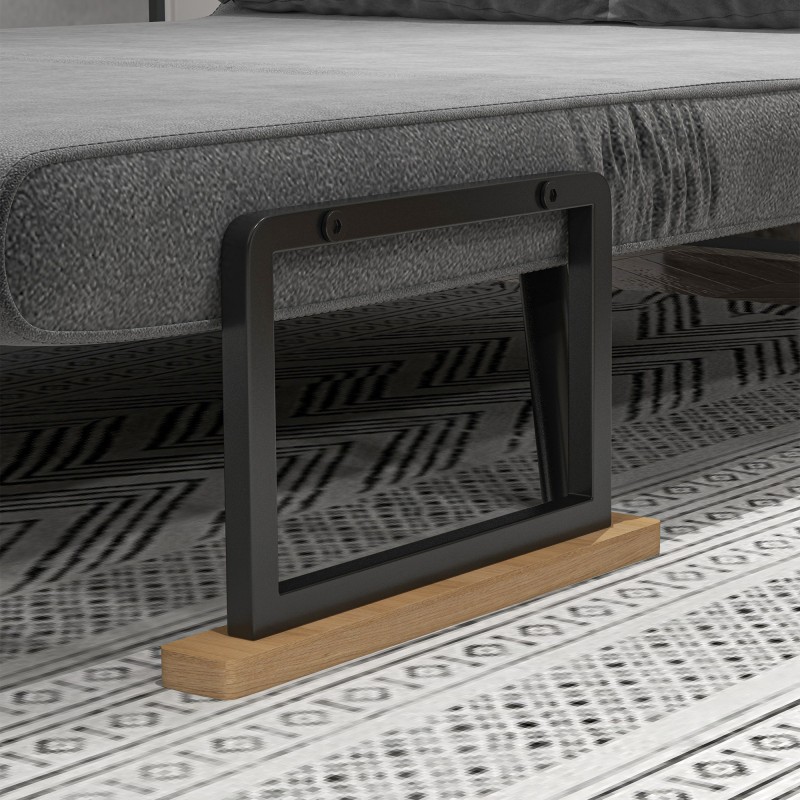 Vuodesohva 2 hengen samettipintainen teräsrunko kumipuu käsinojat tummanharmaa luonnonsävy musta sis. 2 tyynyä