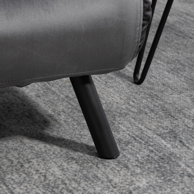 Vuodesohva 2 hengen samettipintainen teräsrunko kumipuu käsinojat tummanharmaa luonnonsävy musta sis. 2 tyynyä