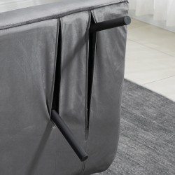 Vuodesohva 2 hengen samettipintainen teräsrunko kumipuu käsinojat tummanharmaa luonnonsävy musta sis. 2 tyynyä