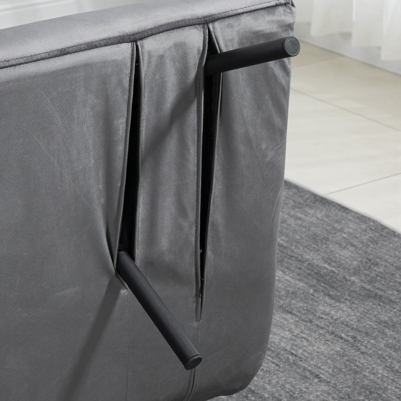 Vuodesohva 2 hengen samettipintainen teräsrunko kumipuu käsinojat tummanharmaa luonnonsävy musta sis. 2 tyynyä