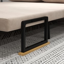 2 hengen samettinen vuodesohva, säädettävä selkänoja, teräsrunko, luonnon/ beige / musta