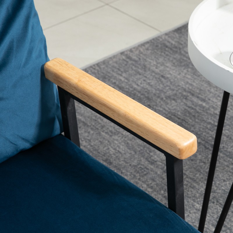 2-istuttava vuodesohva, samettiverhoilu, teräsrunko, säädettävä selkänoja, sininen/natural