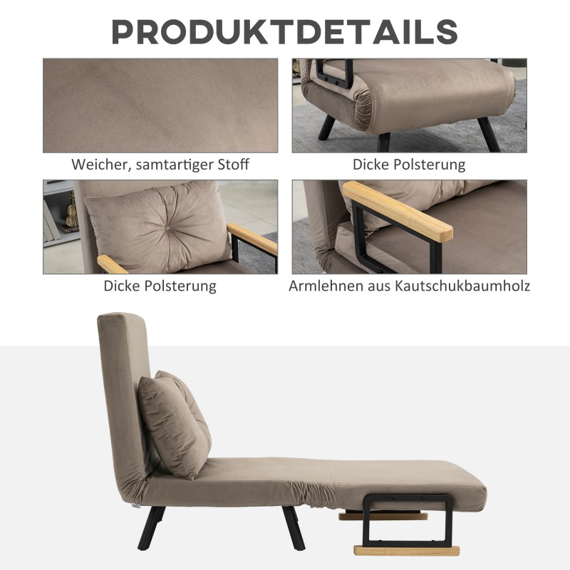 Taitettava vuodesohvatuoli vierassänky teräsrungolla 63x73x81 cm 120 kg vaaleanruskea